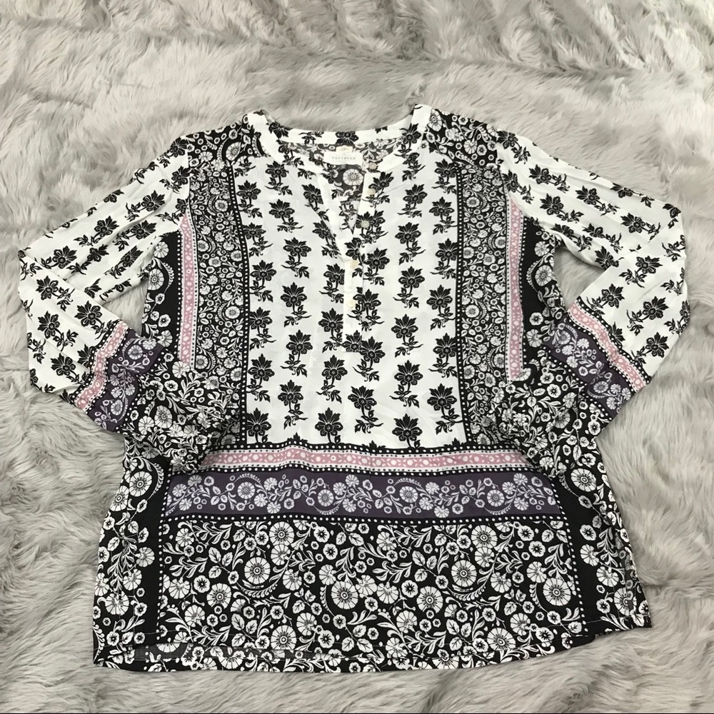 LOFT The Softened Shirt Long Sleeve Floral Top XS